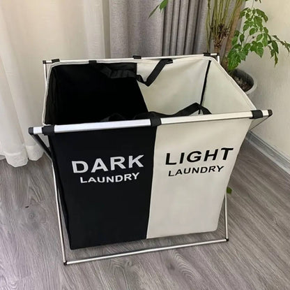 2 compartment foldable laundry basket