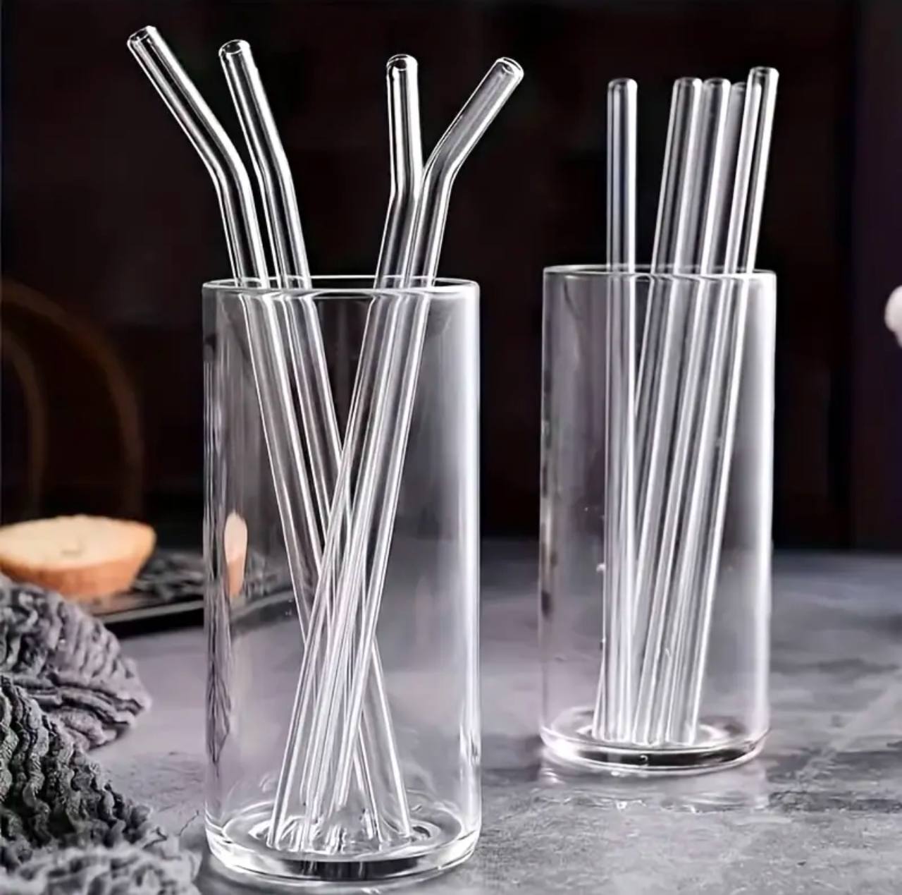 4 Pcs Reusable Glass Straws