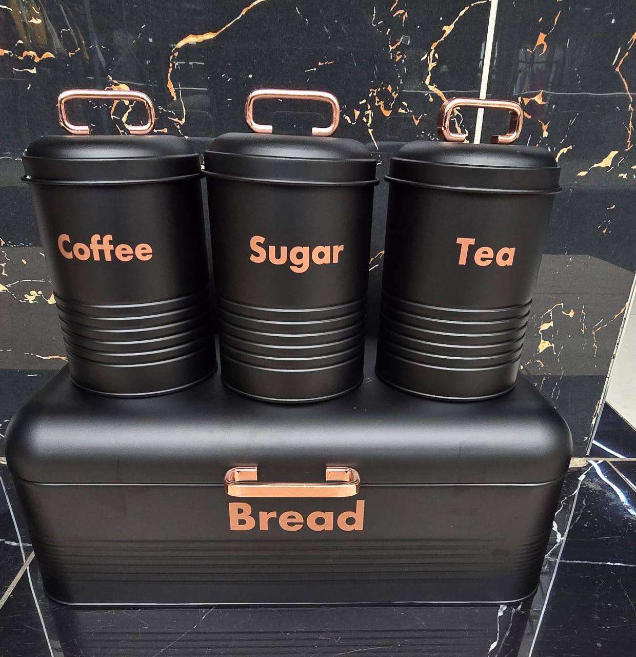 Alloy Bread Bin with Three Canister Set