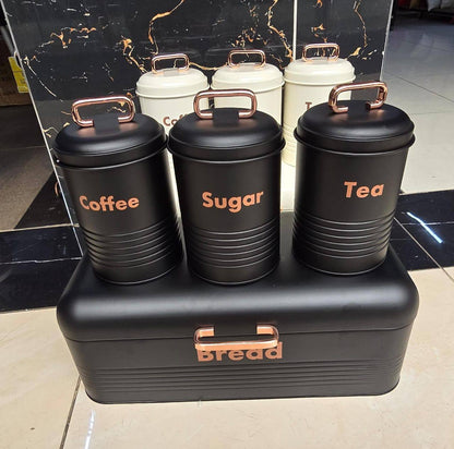 Alloy Bread Bin with Three Canister Set