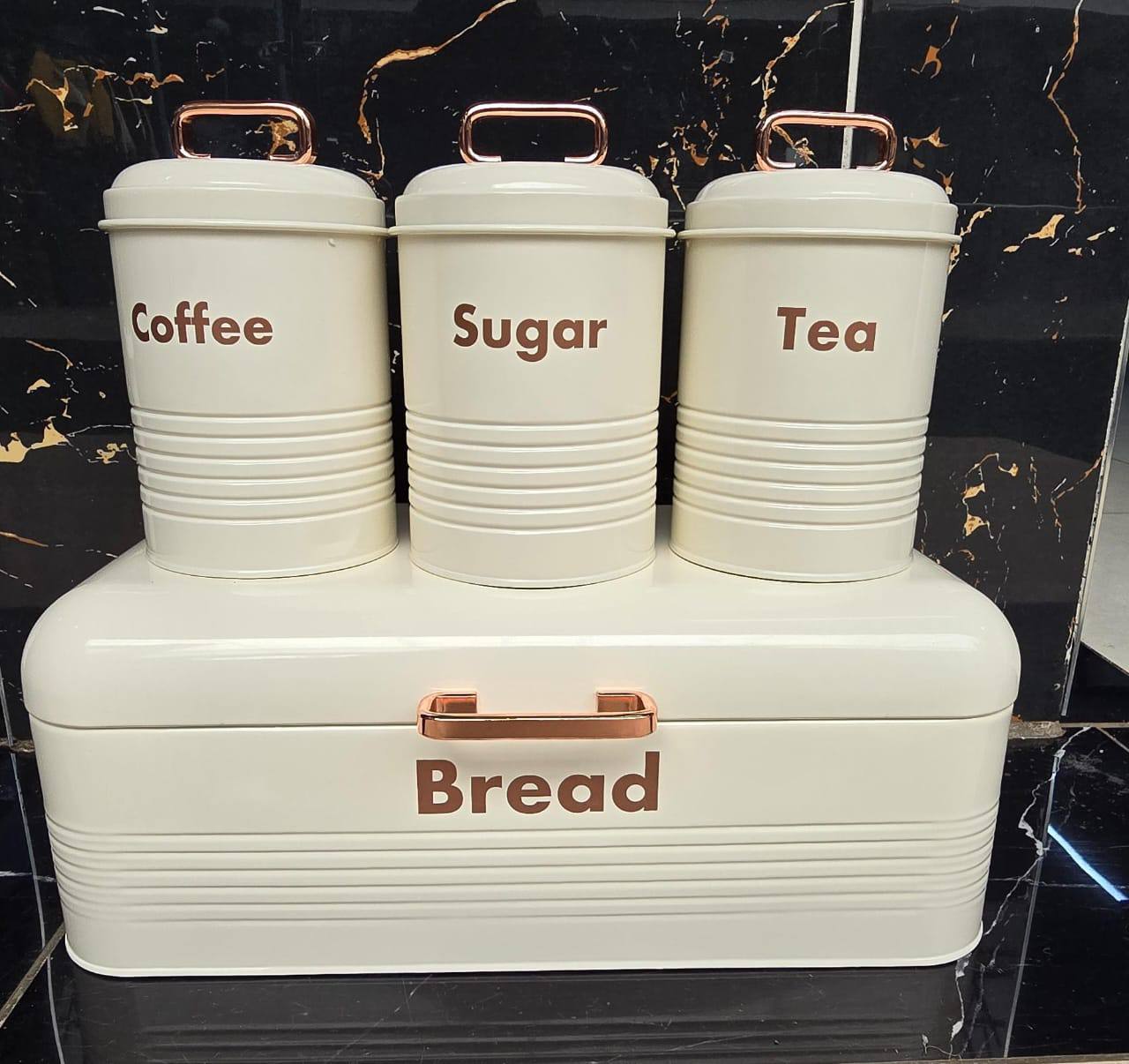 Alloy Bread Bin with Three Canister Set
