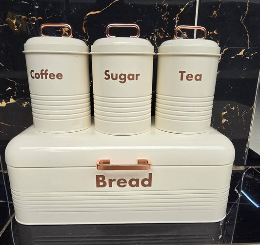 Alloy Bread Bin with Three Canister Set