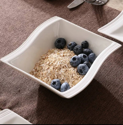 24pcs Ceramic Fancy shapely white dinner set  with lines