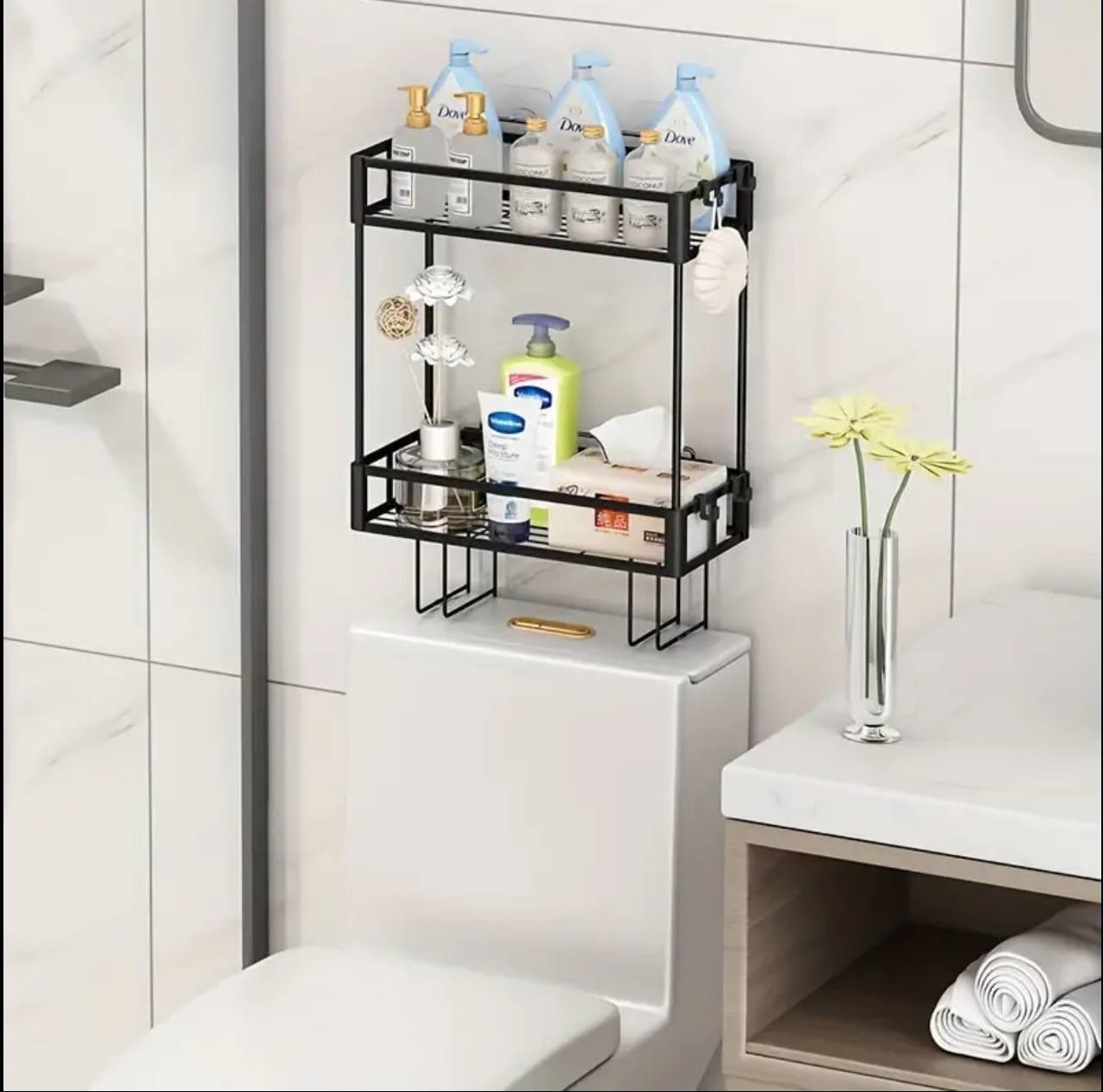 2 tier Space-Saving over the toilet  Storage Rack