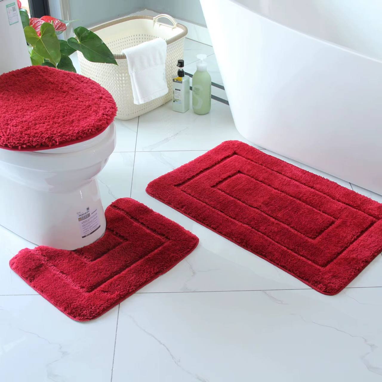 3 piece thickened bathroom toilet mat