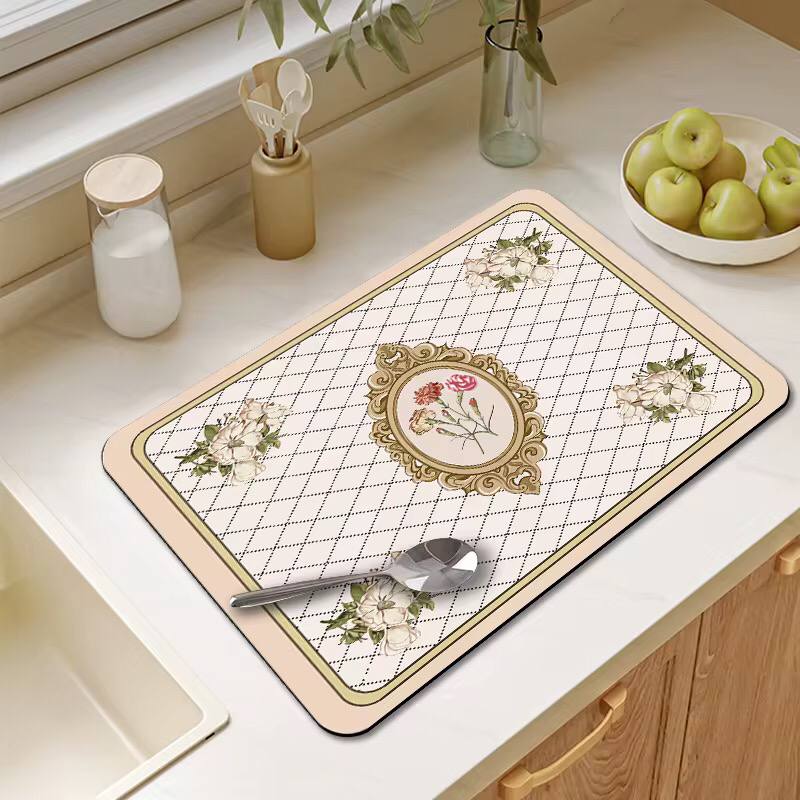 Absorbent dish drying mat