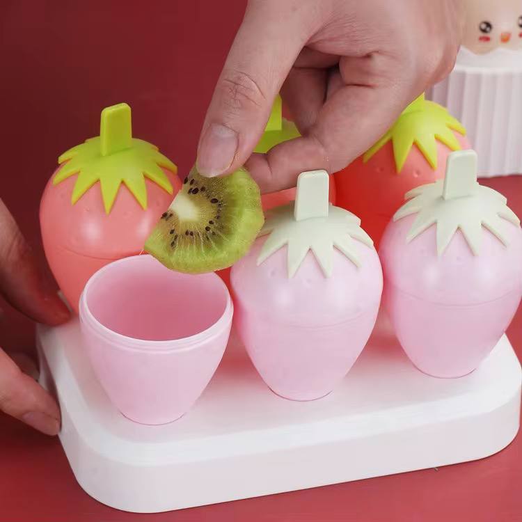 6 Grids strawberry ice Cream popsicle Mold