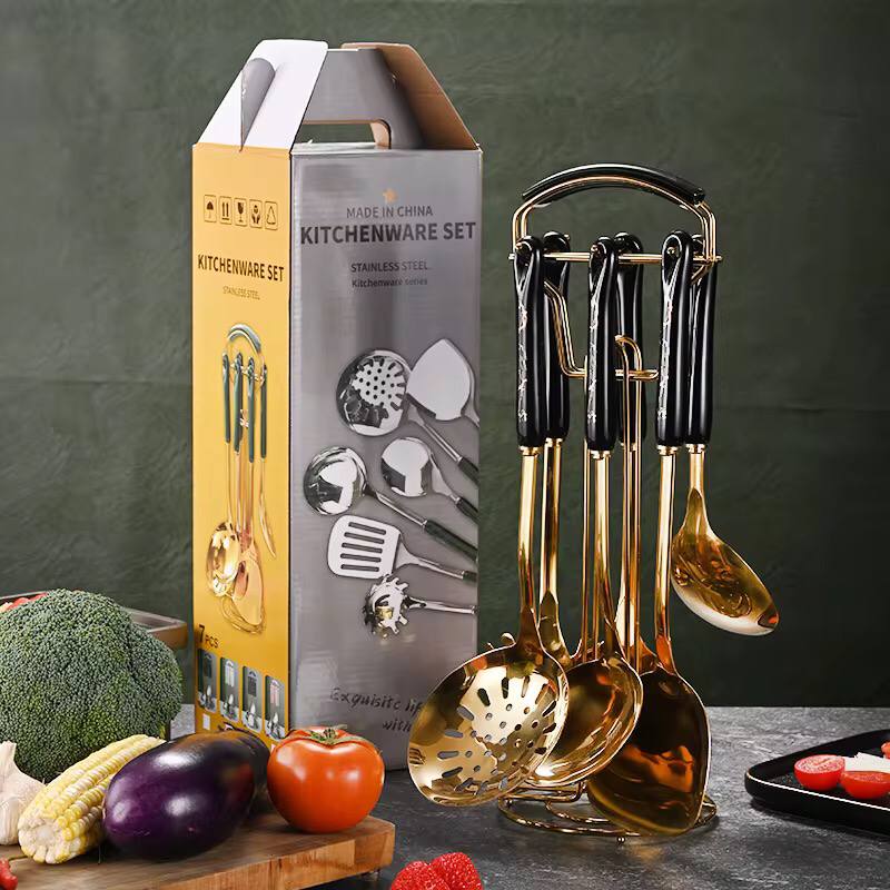 7pc stainless steel spatula soup spoon