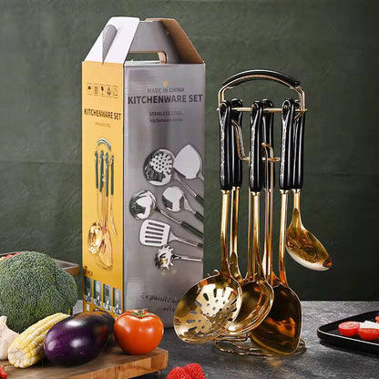 7pc stainless steel spatula soup spoon