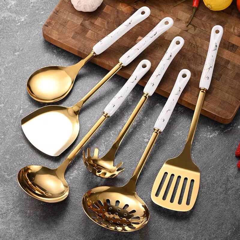 7pc stainless steel spatula soup spoon