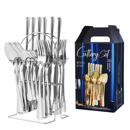 24 pcs tableware Stainless steel knife fork and spoon storage rack