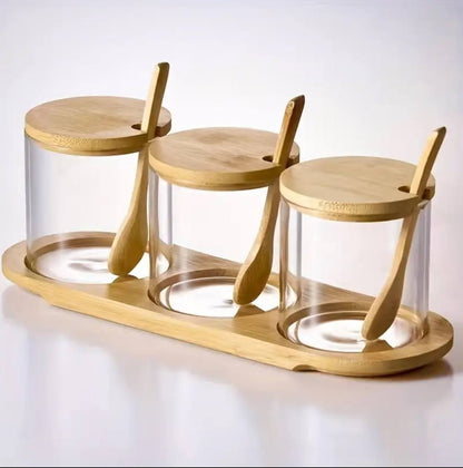 3 in 1 Glass spice condiment set