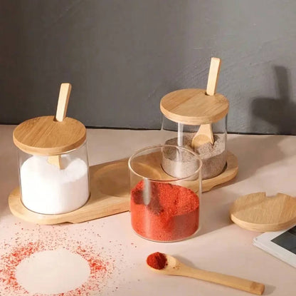 3 in 1 Glass spice condiment set