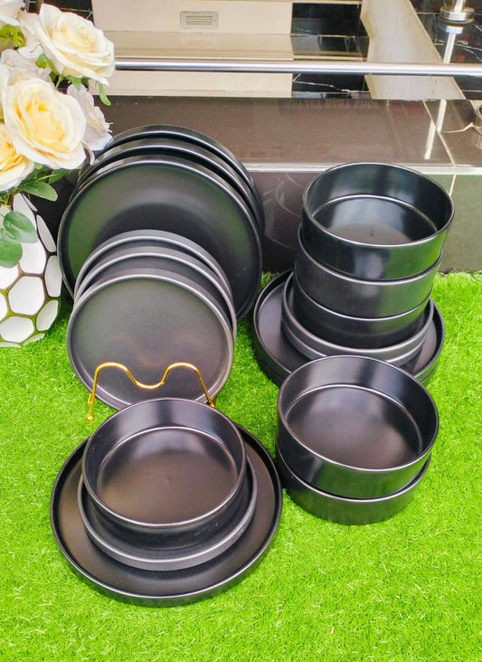 18pcs Black plain dinner set