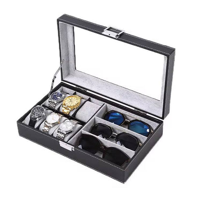 6+3 Slots PU Leather  Watch Sunglass Organizer