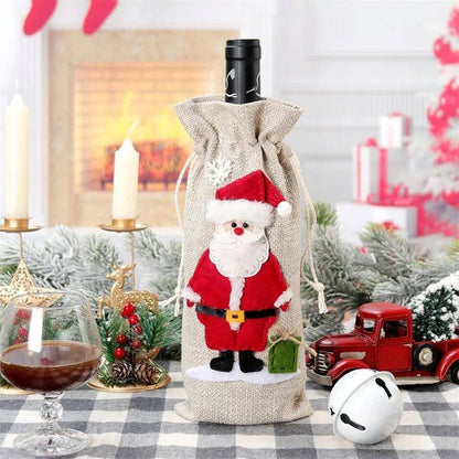 Christmas Santa Snowman Wine Bottle Sleeve /Wine Bottle Gift Bag