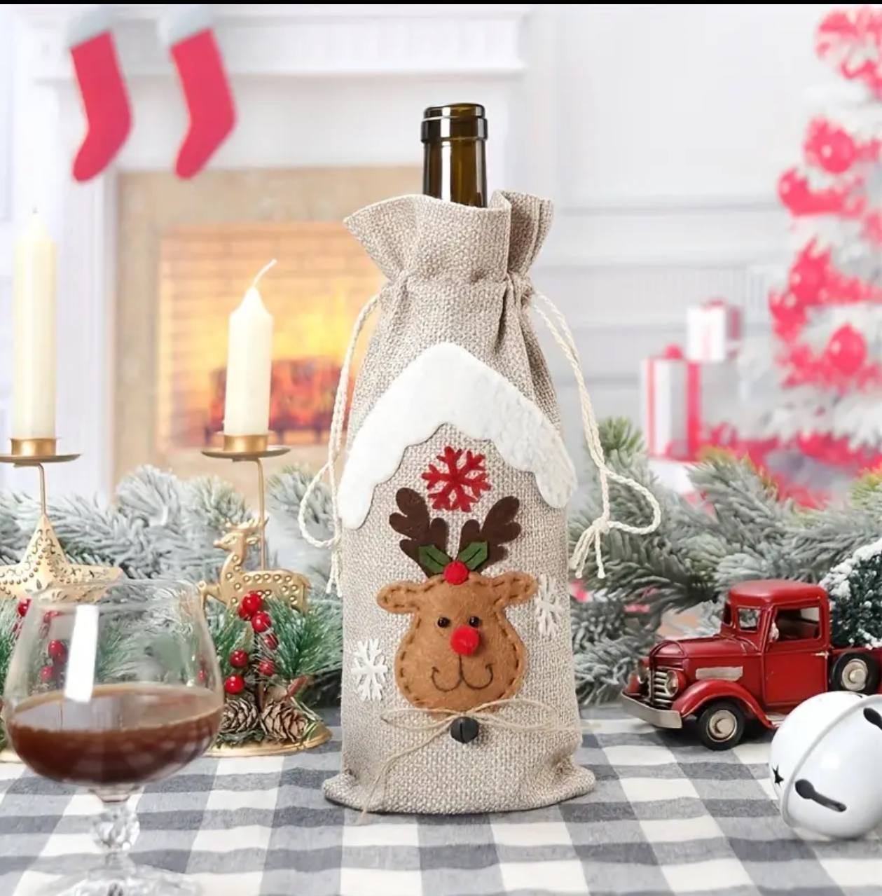 Christmas Santa Snowman Wine Bottle Sleeve /Wine Bottle Gift Bag