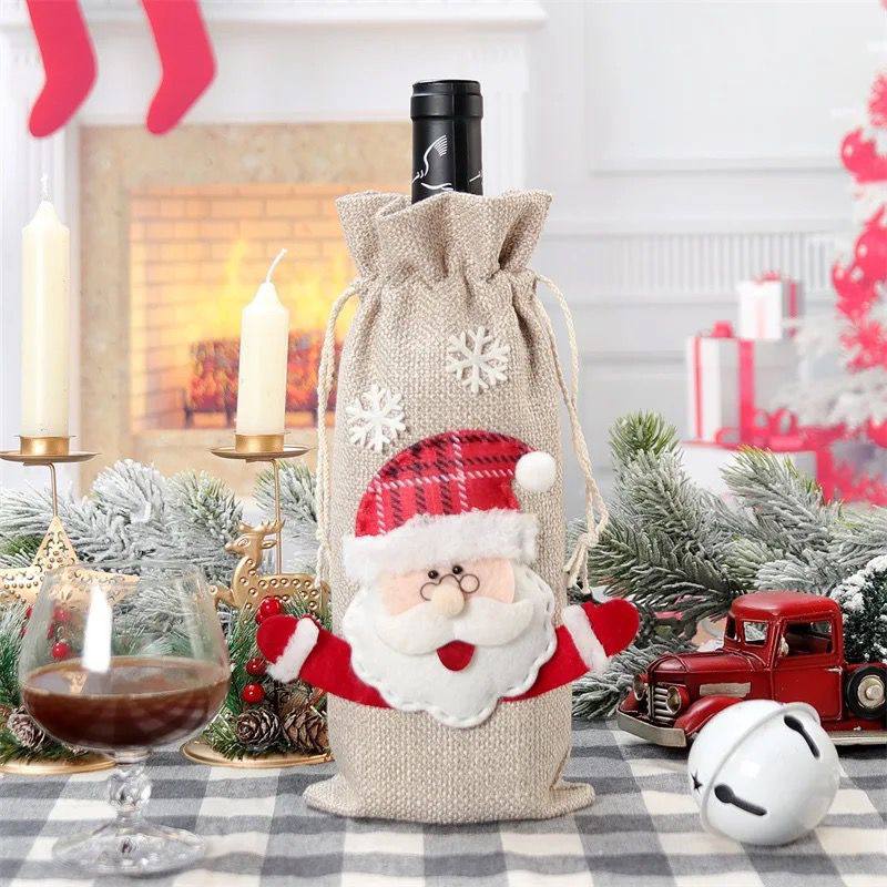 Christmas Santa Snowman Wine Bottle Sleeve /Wine Bottle Gift Bag