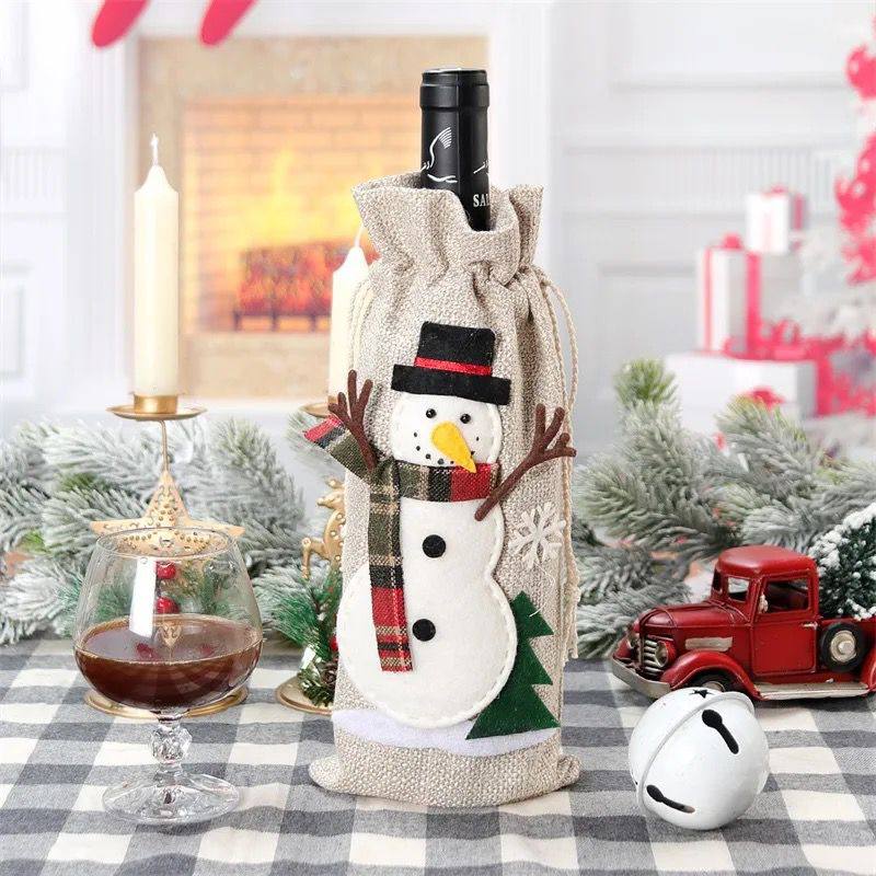 Christmas Santa Snowman Wine Bottle Sleeve /Wine Bottle Gift Bag