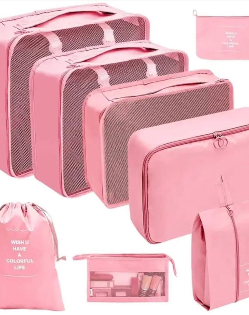 Travel in style with these 8pcs Luggage Travel Organizers For Suitcase With Toiletry Case&nbsp;