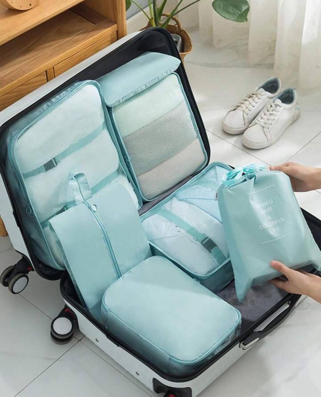 Travel in style with these 8pcs Luggage Travel Organizers For Suitcase With Toiletry Case&nbsp;