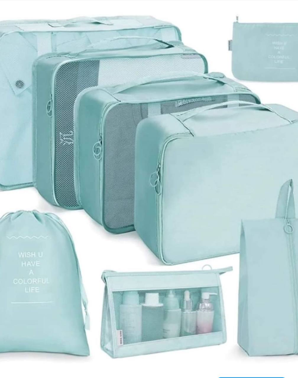 Travel in style with these 8pcs Luggage Travel Organizers For Suitcase With Toiletry Case&nbsp;