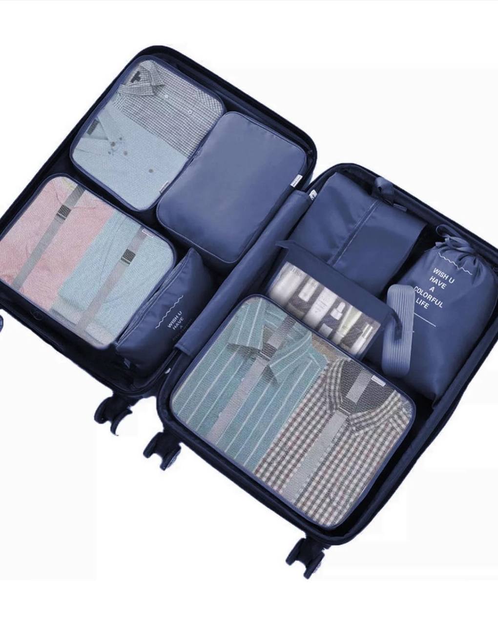 Travel in style with these 8pcs Luggage Travel Organizers For Suitcase With Toiletry Case&nbsp;