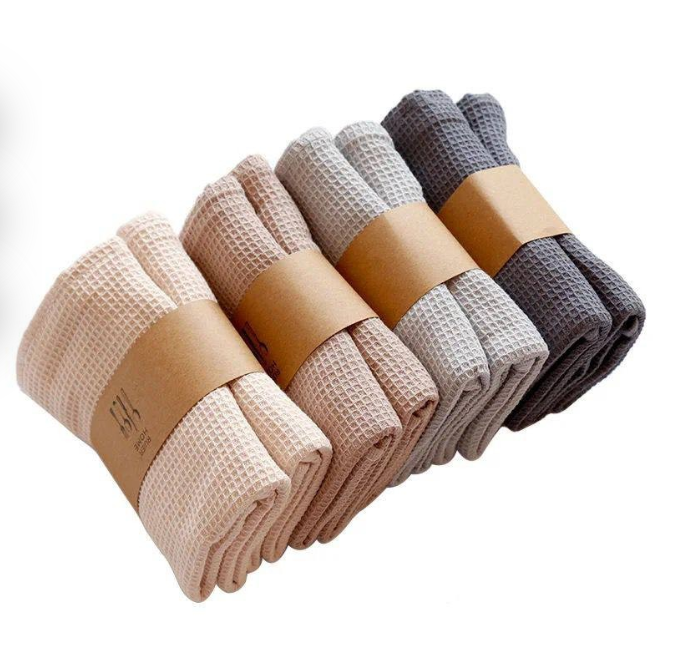 High Quality 100% Cotton Waffle Super Absorbent Kitchen Towels | Set of 2