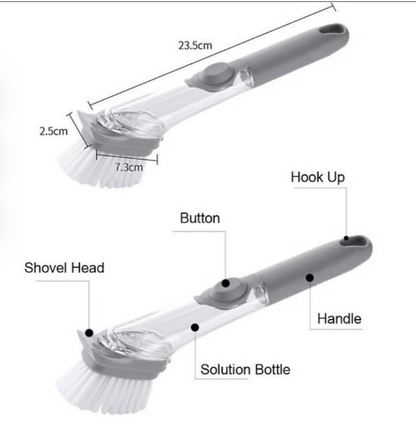 2 in 1 Kitchen Cleaning Brush Long Handle Automatic Liquid Dispenser
