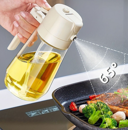 Dual Purpose Kitchen Oil Dispenser with a Jet Oil Sprayer