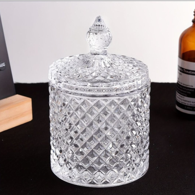 Glass Sweets Jar with Lid, glass Sugar dish