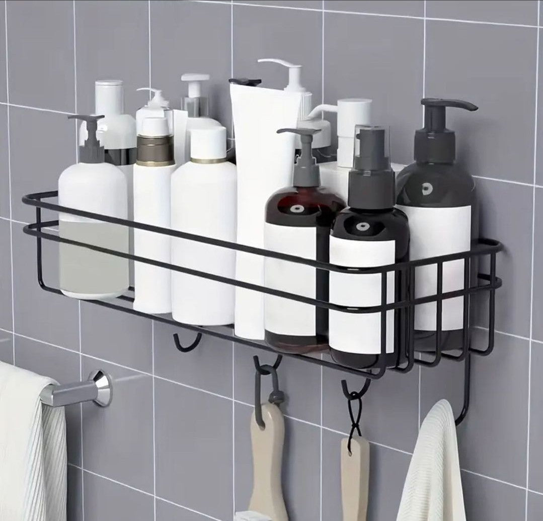 Bathroom organizer with hooks