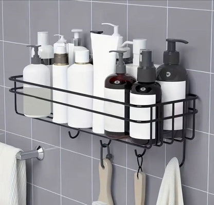 Bathroom organizer with hooks