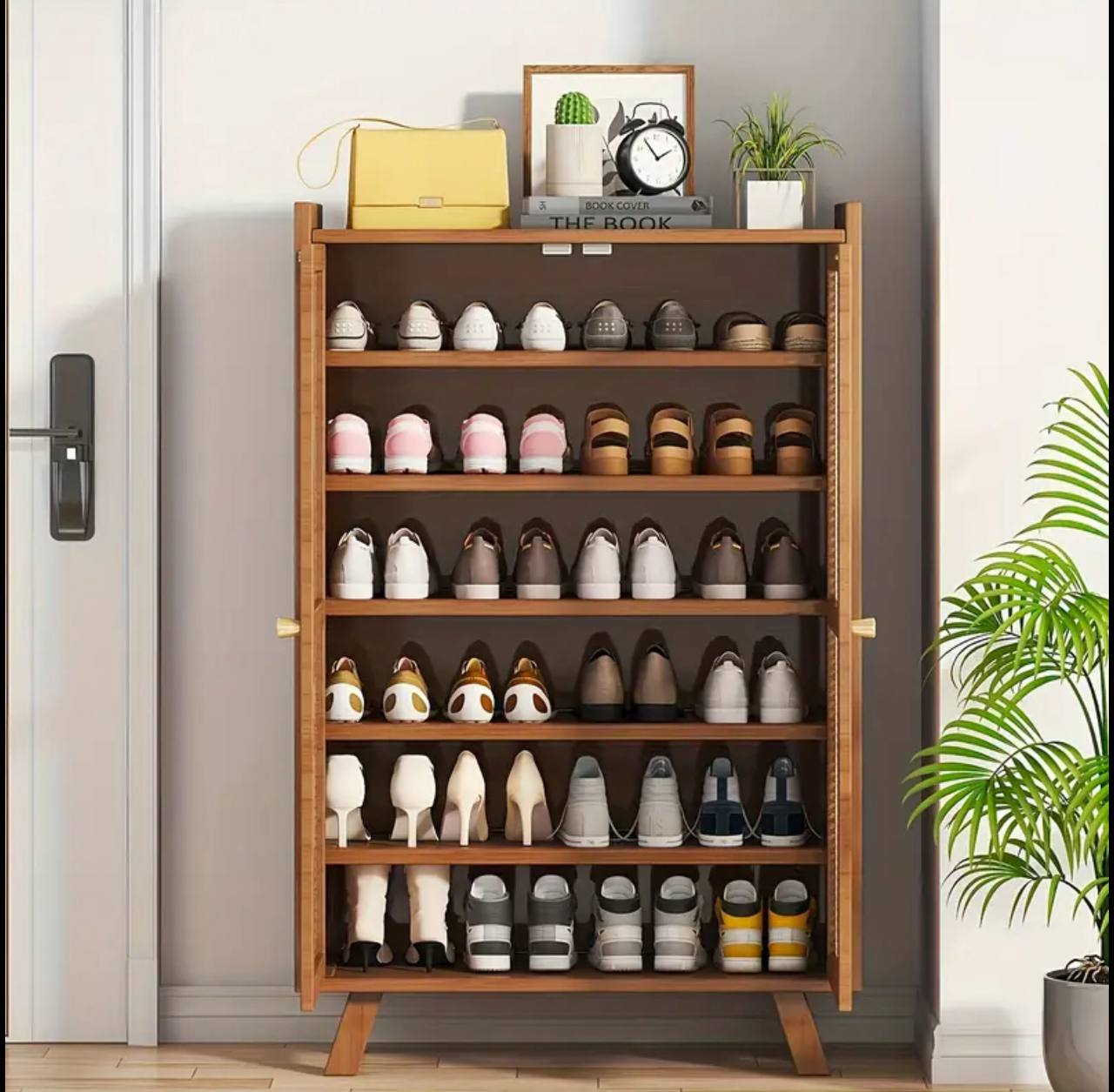 Wooden bamboo shoe rack / storage cabinet