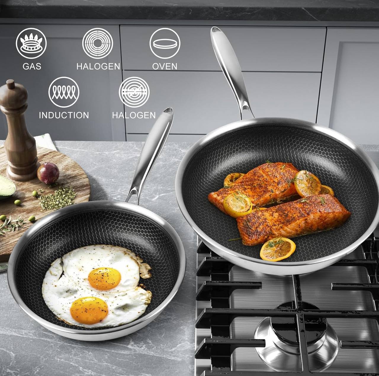 28cm Non-Stick Honeycomb Stainless Steel Frying Pan