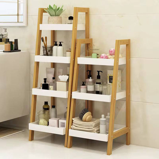 4 Tier Ladder Shelf Wood Storage Rack