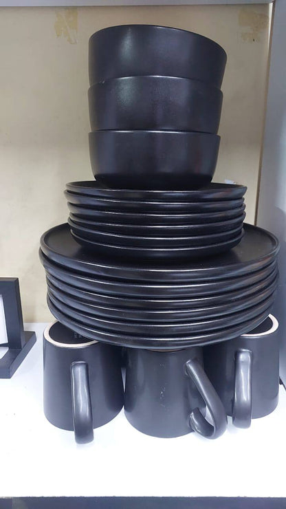 24pc black dinner set