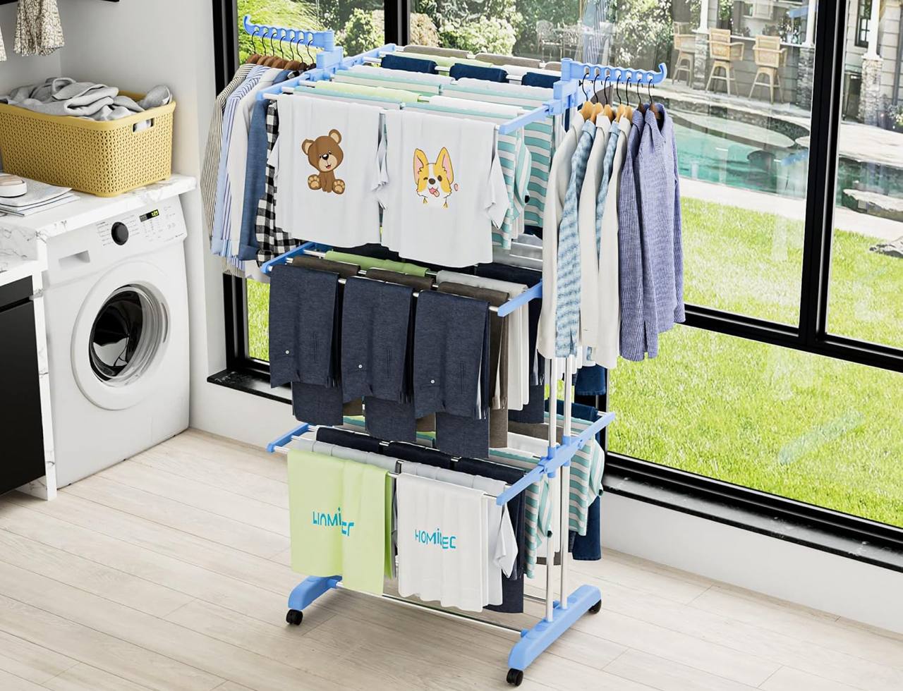 3 Layer Portable / Movable Cloth Drying  Rack