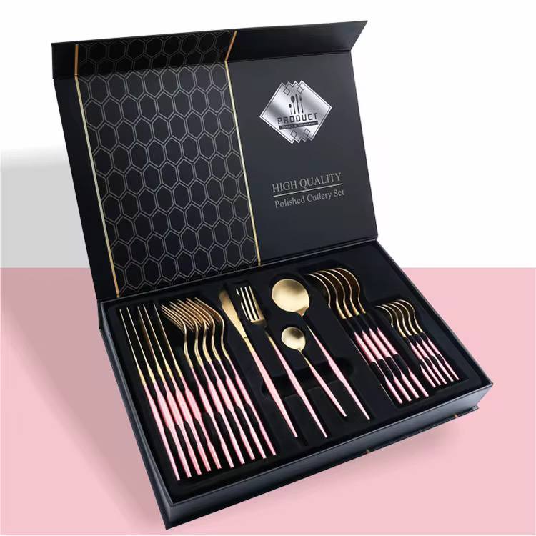 24pc stainless steel golden cutlery set
