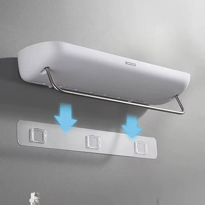 Wall mounted self adhesive shower caddy shelf with towel rail