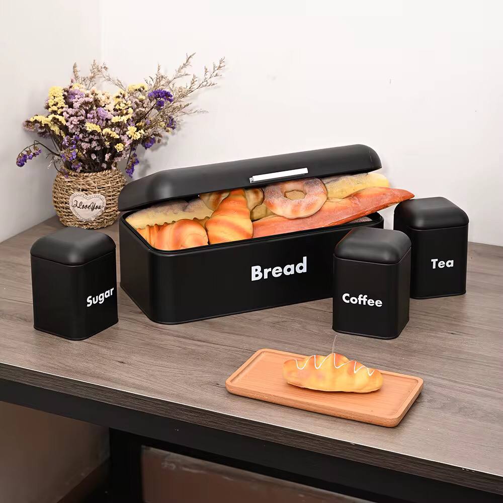 Alloy Bread Bin with Three Canister Set