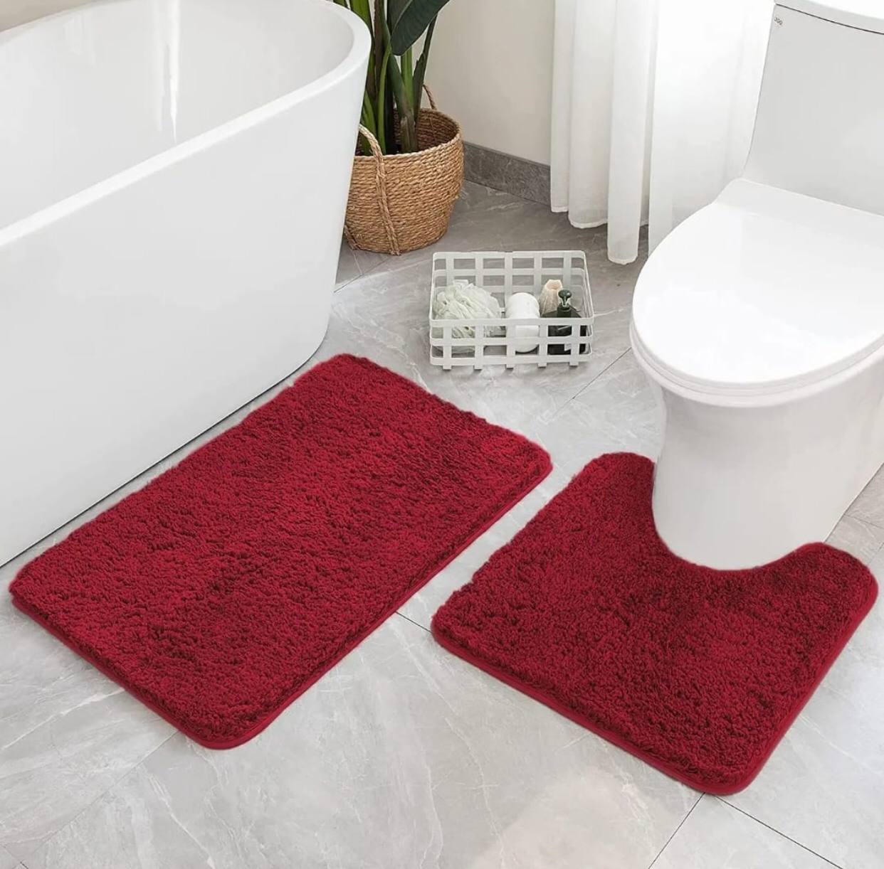 2pcs Ultra-Soft Plush Bath Mat Set