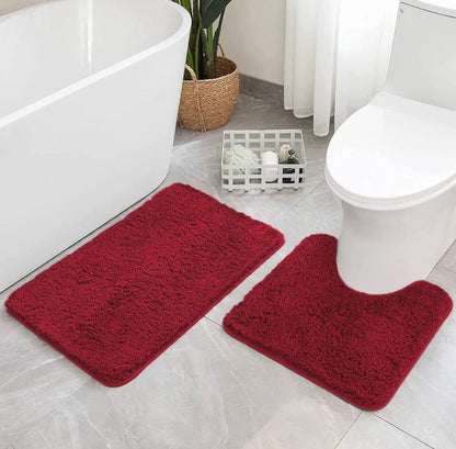2pcs Ultra-Soft Plush Bath Mat Set