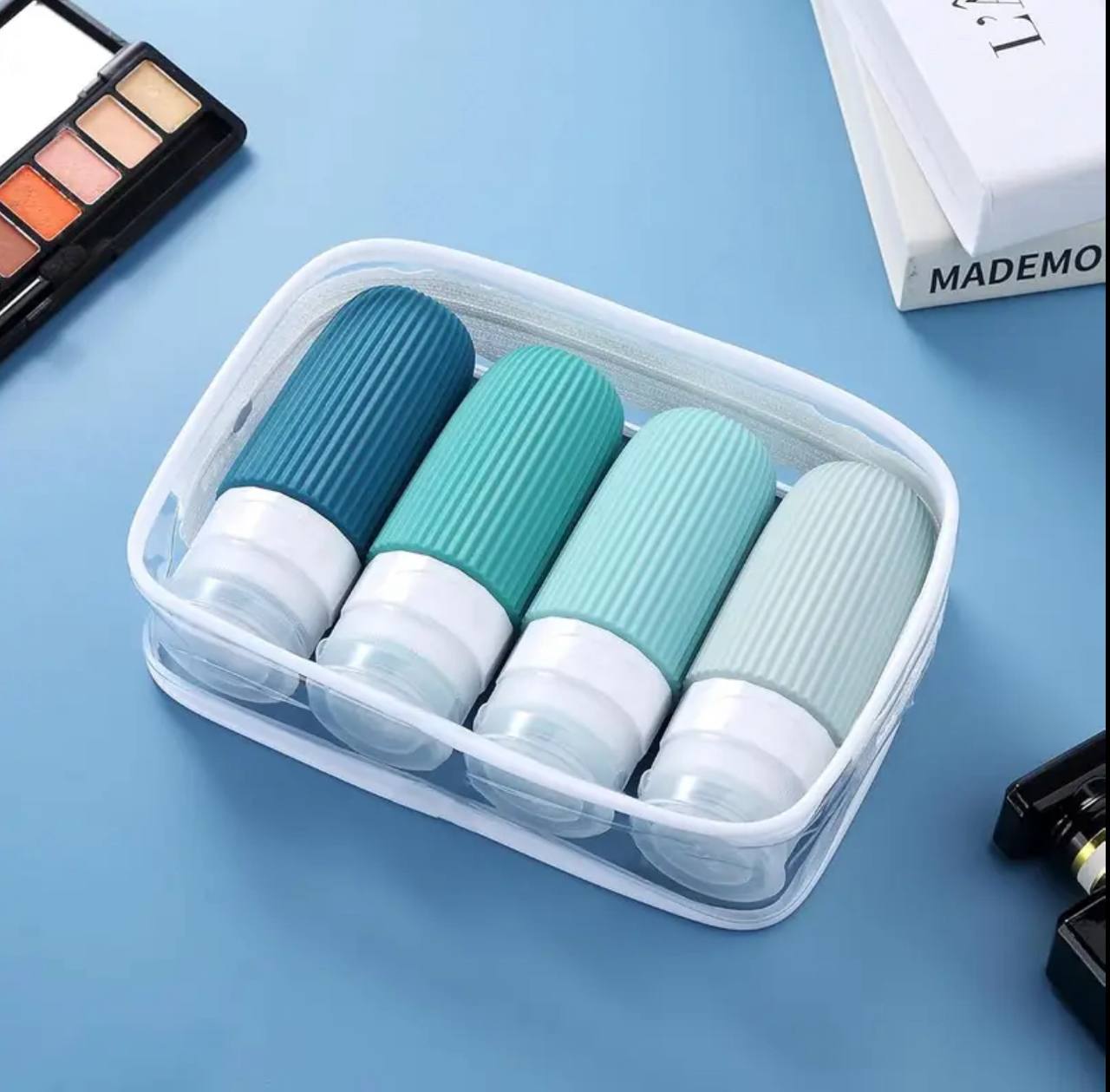 100 ml silicone squeeze bottle / travel toiletry cosmetic bottle set