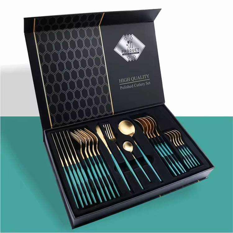 24pc stainless steel golden cutlery set