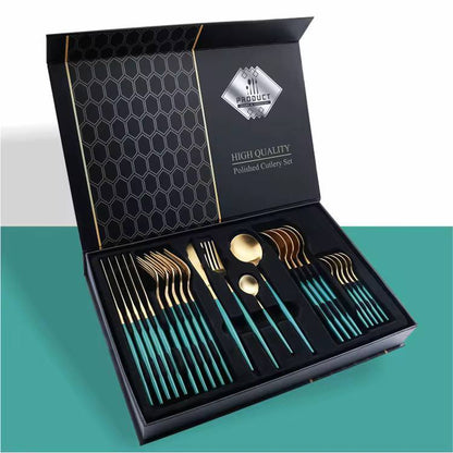 24pc stainless steel golden cutlery set