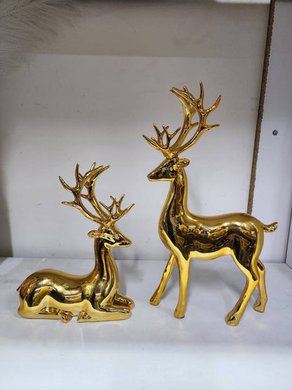 2pcs European Style Fashionable Gold Electroplated Resin Deers