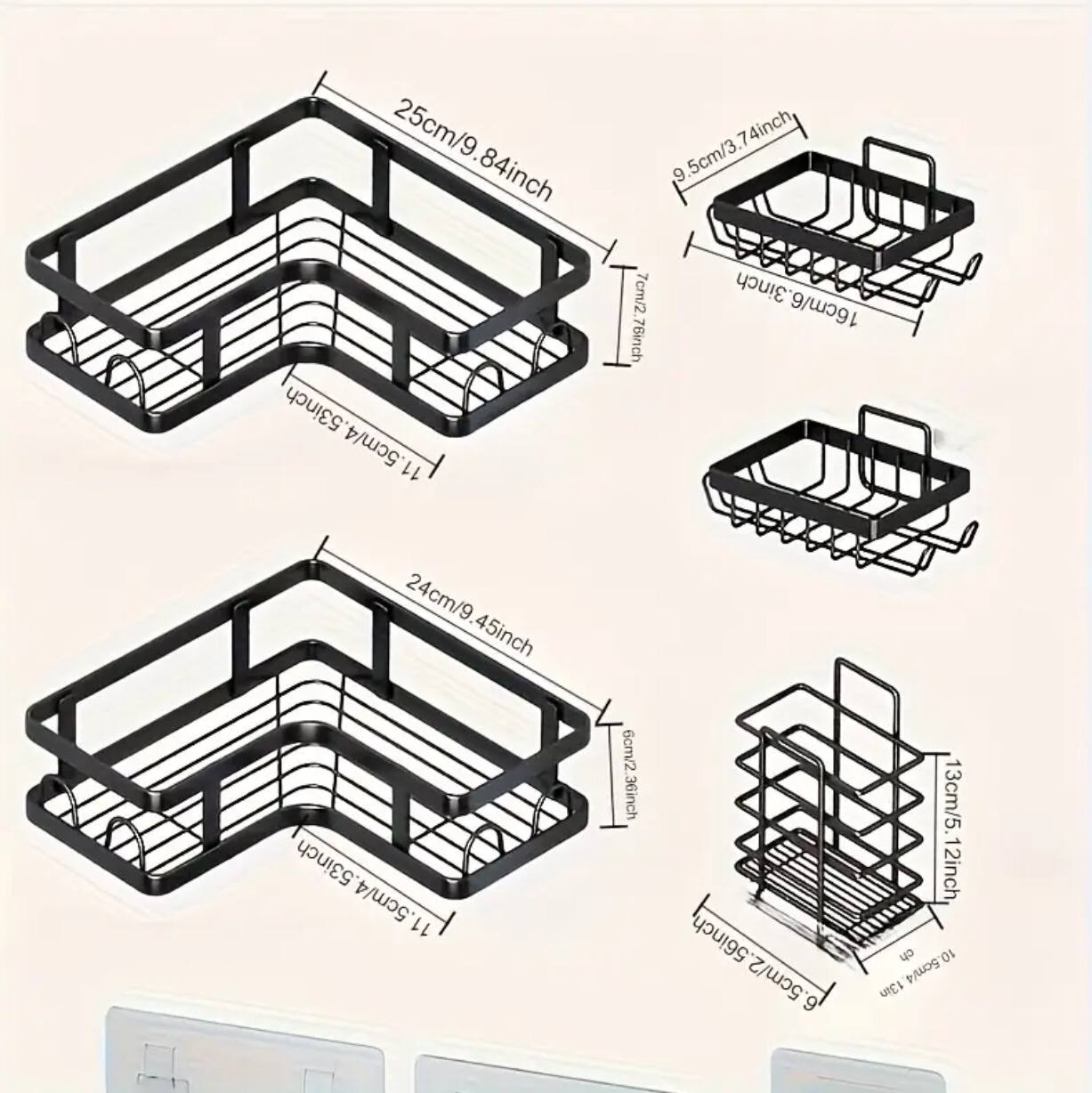 5pcs set corner Shower caddy shelf/Bathroom organizer