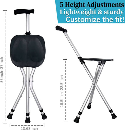 2 in 1 elderly walking stick cum stool