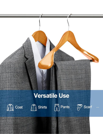 Wide Wooden Hangers (10 Pack)Glossy Finish Non slip Wooden Hangers